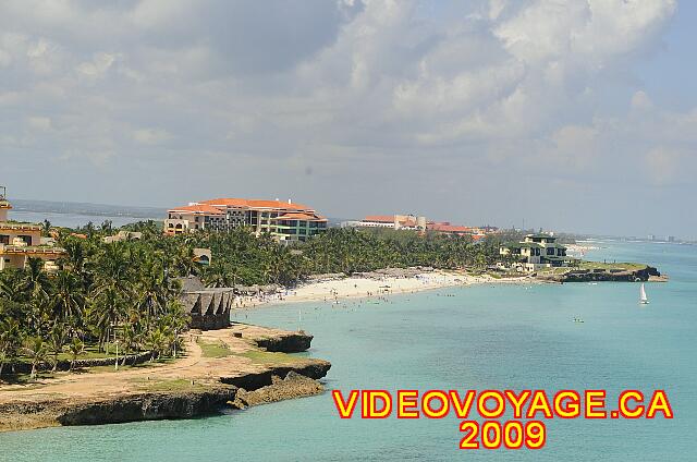 Cuba Varadero Las Americas An aerial view of the beach of the Melia Las Americas hotel between two rocky points.